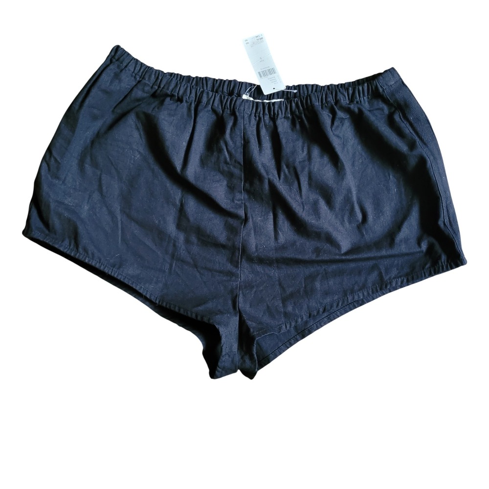 NWT Anthropologie Black Linen Blend Elastic Waist Pull On Shorts Women's Size S